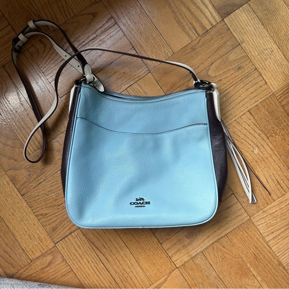 Coach Handbags - Coach Blue Brown & White Large Crossbody Bag